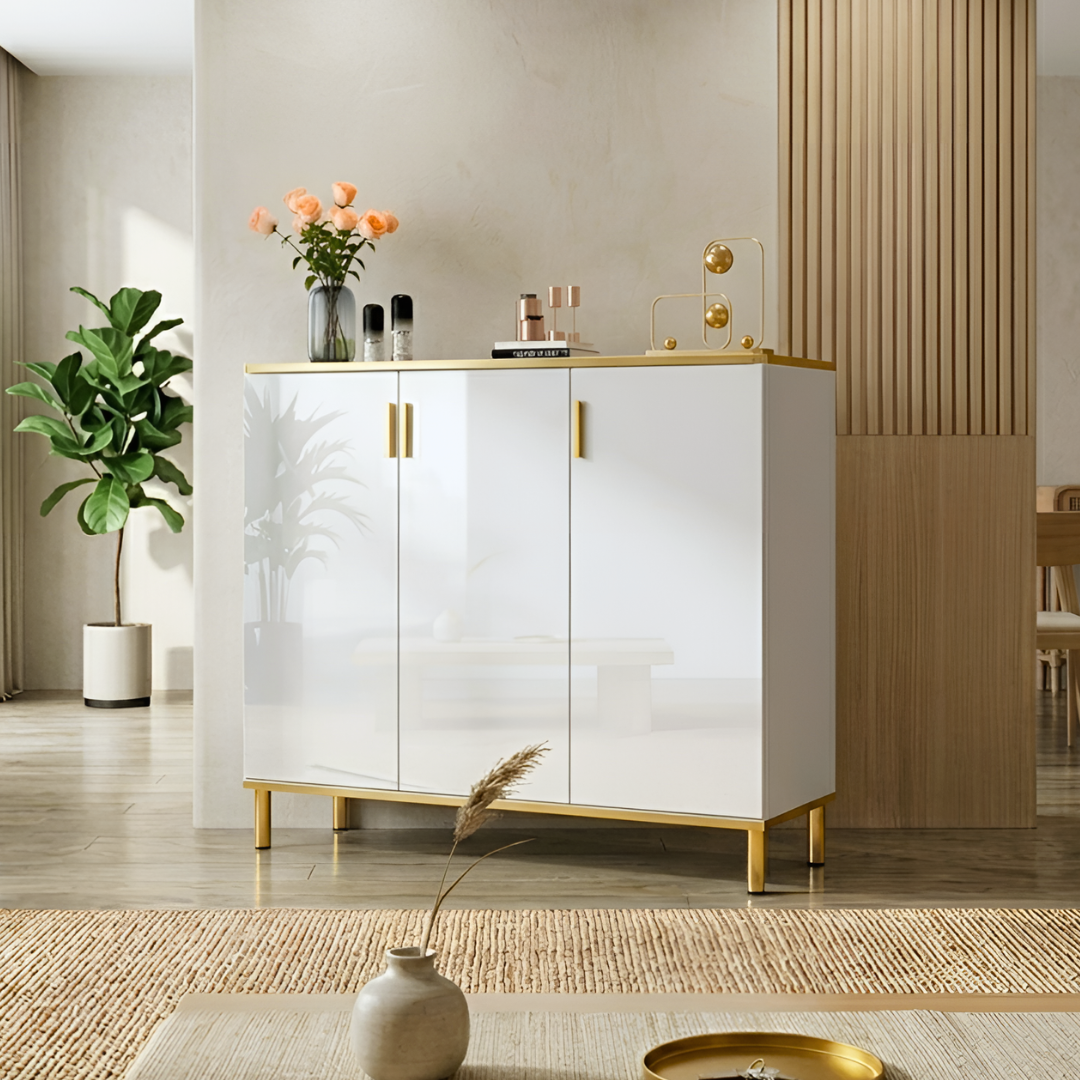 【早割対象】ホワイトクラシカルシューズキャビネット