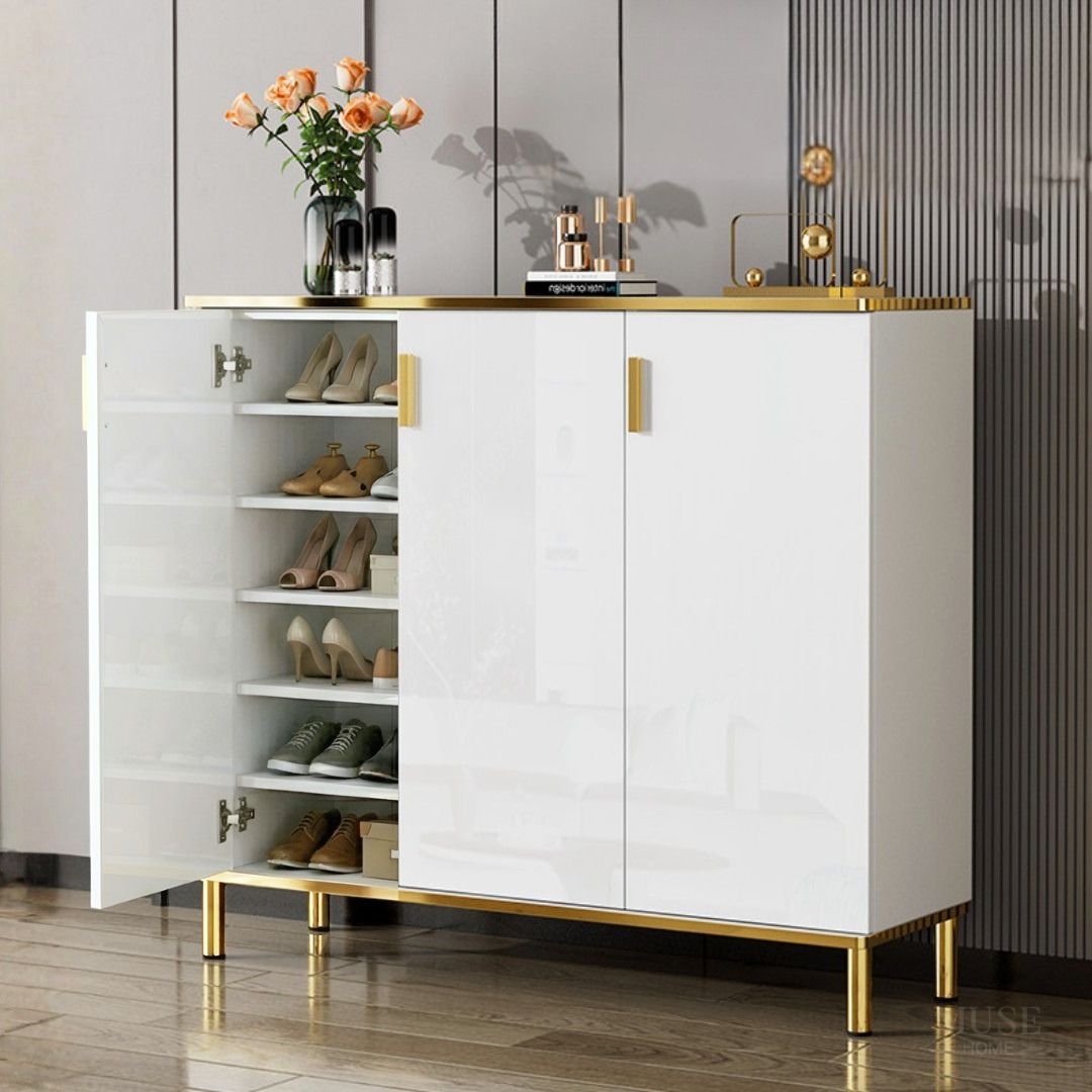 【早割対象】ホワイトクラシカルシューズキャビネット