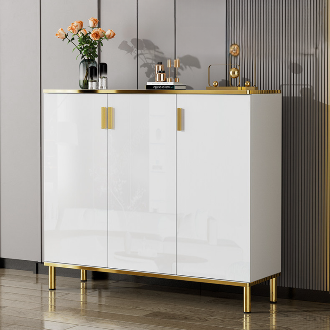 【早割対象】ホワイトクラシカルシューズキャビネット