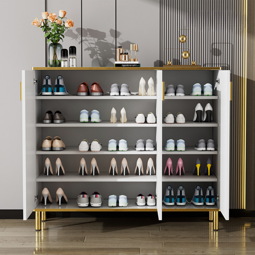 【早割対象】ホワイトクラシカルシューズキャビネット