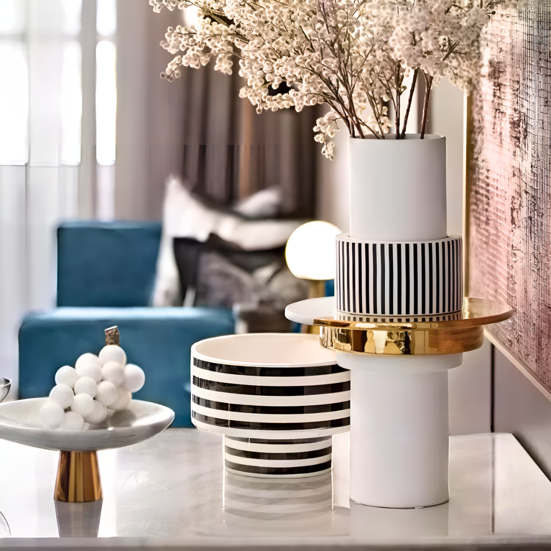 ゴールド×ストライプフラワーベース