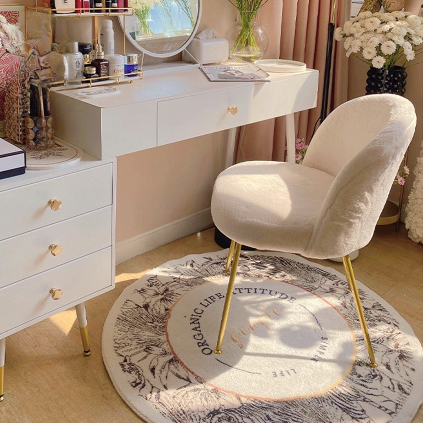 ホワイトファー リビングチェア