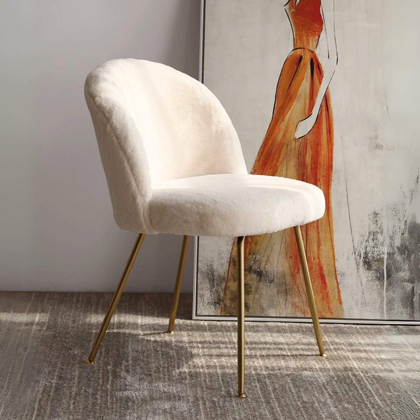 ホワイトファー リビングチェア