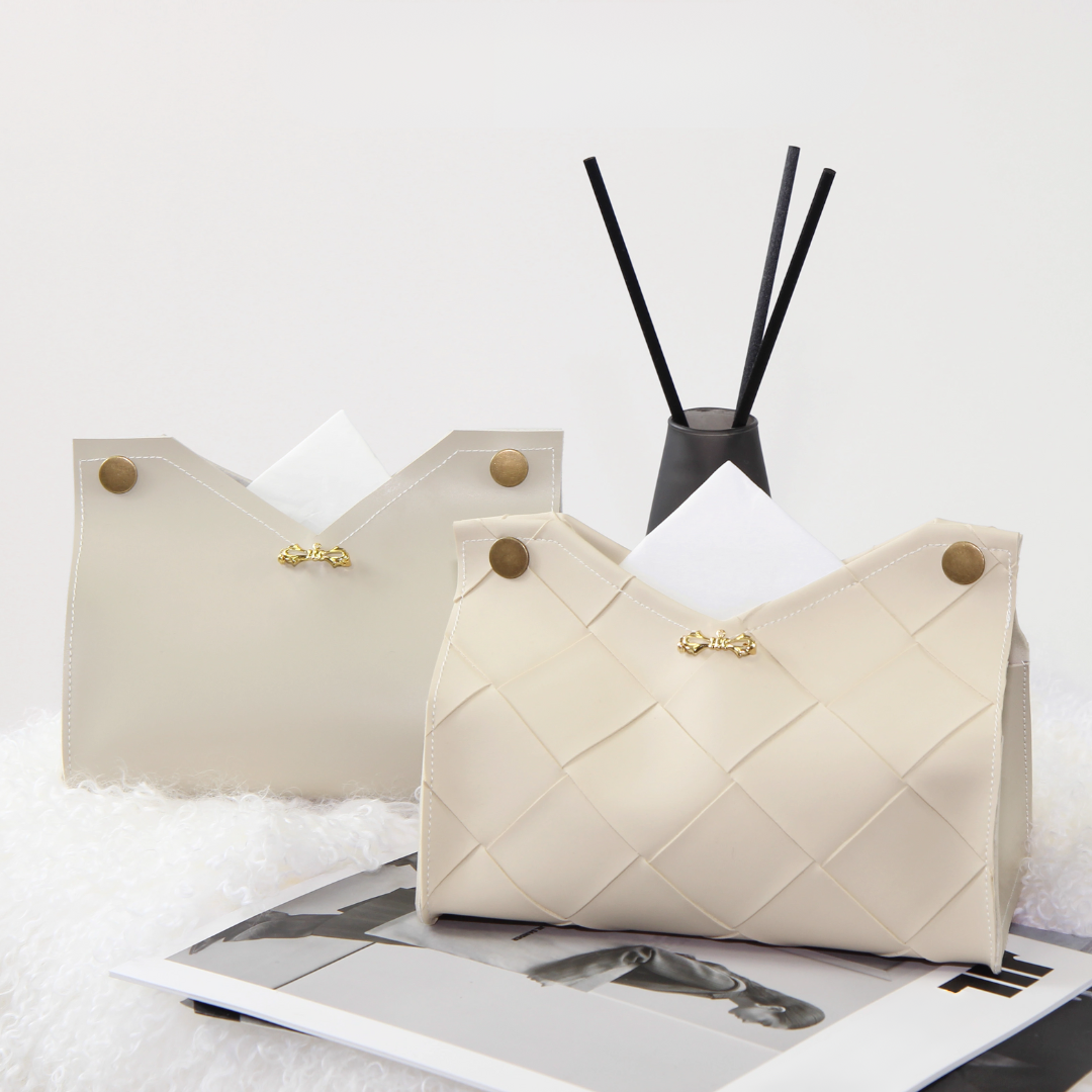 キルティングレザーデザインティッシュケース