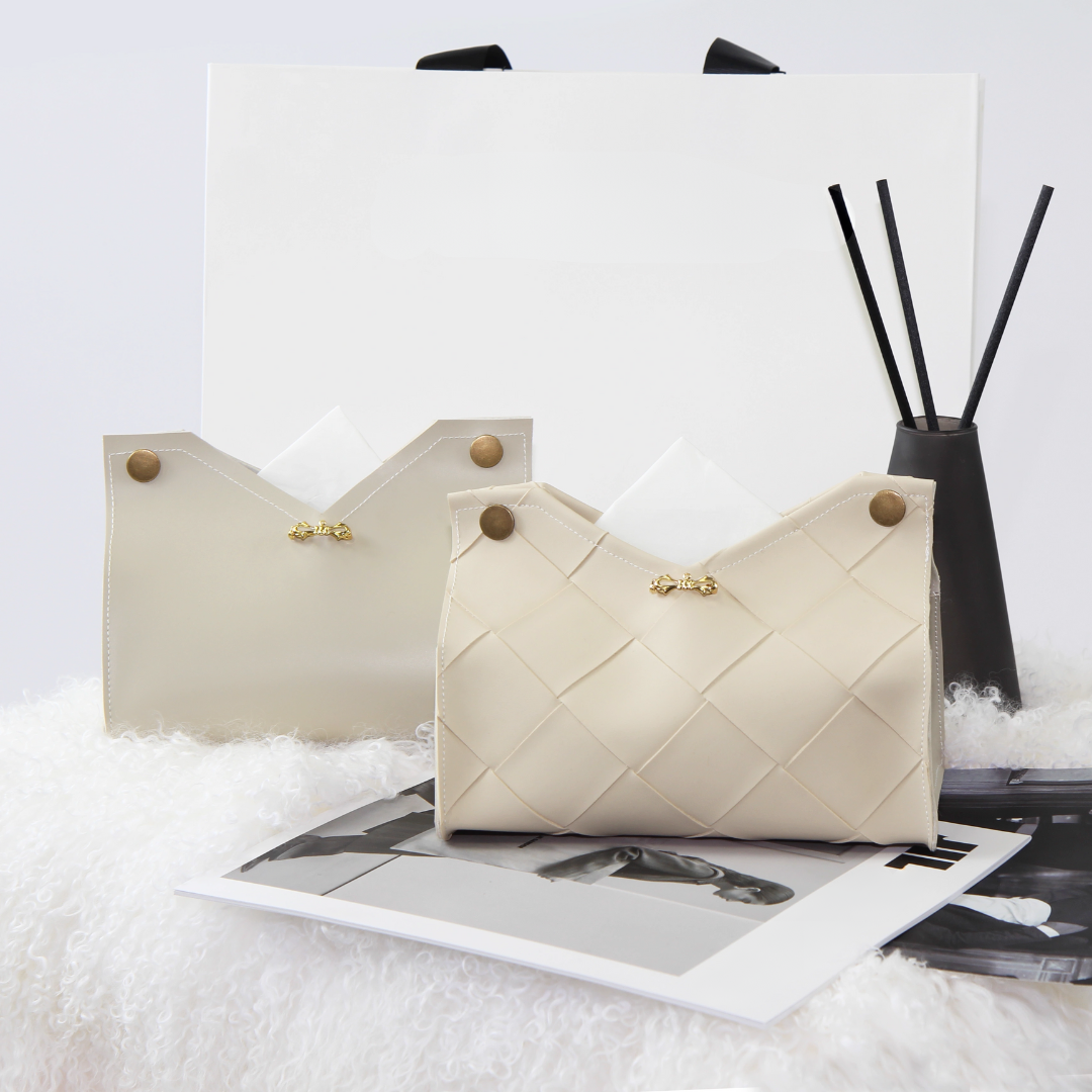 キルティングレザーデザインティッシュケース