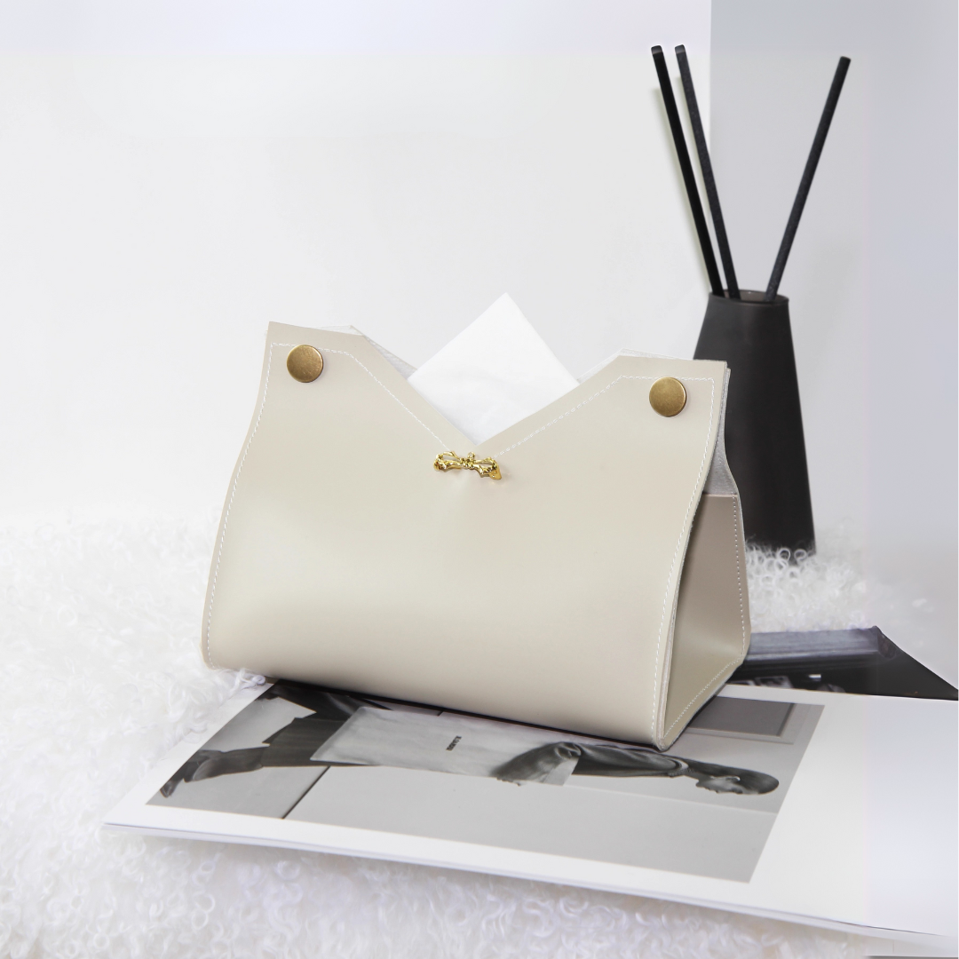 キルティングレザーデザインティッシュケース