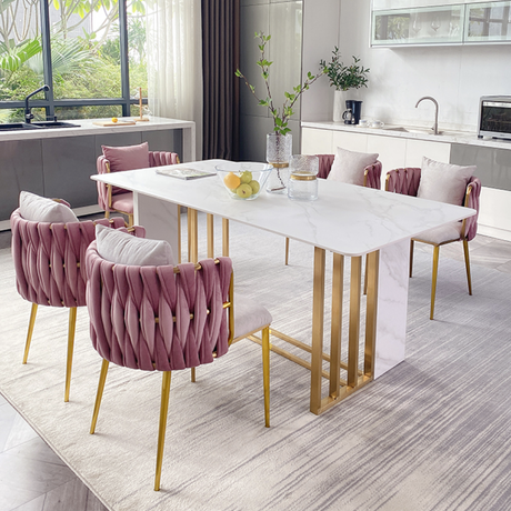 ゴールドラインダイニングチェア（千鳥柄）