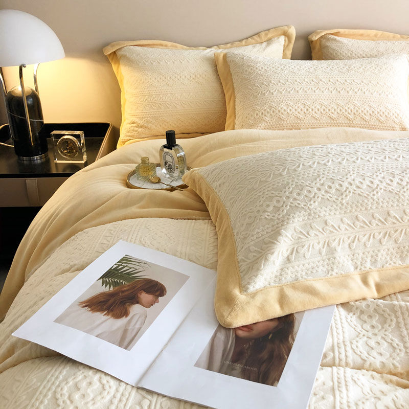 バイカラーニットデザインベッドリネン（ダブル/クイーン サイズ）