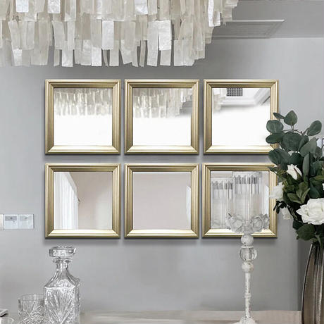 ゴールドフレームスクエアミラー【シングル】