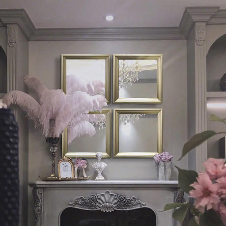 ゴールドフレームスクエアミラー【シングル】