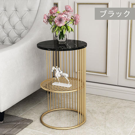 大理石ゴールドラインサイドテーブル