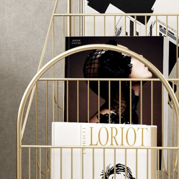 ゴールドアイアンブックラック