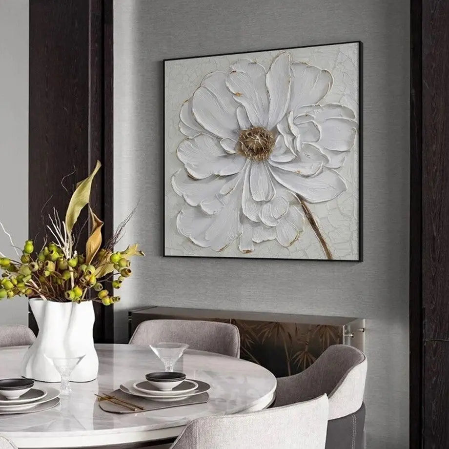 ホワイトフラワーウォールアート