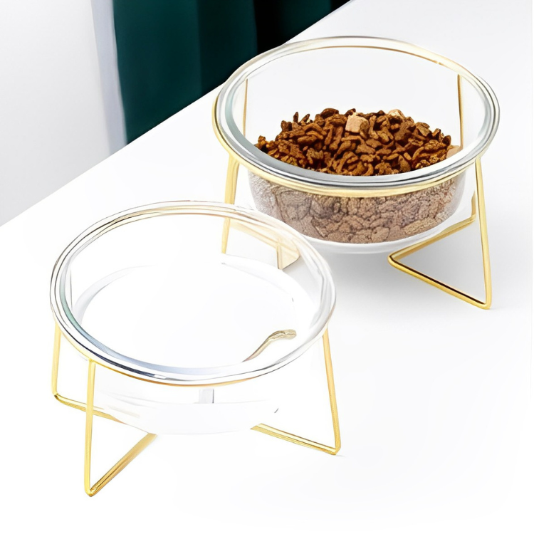 クリアガラスペットフードボウル