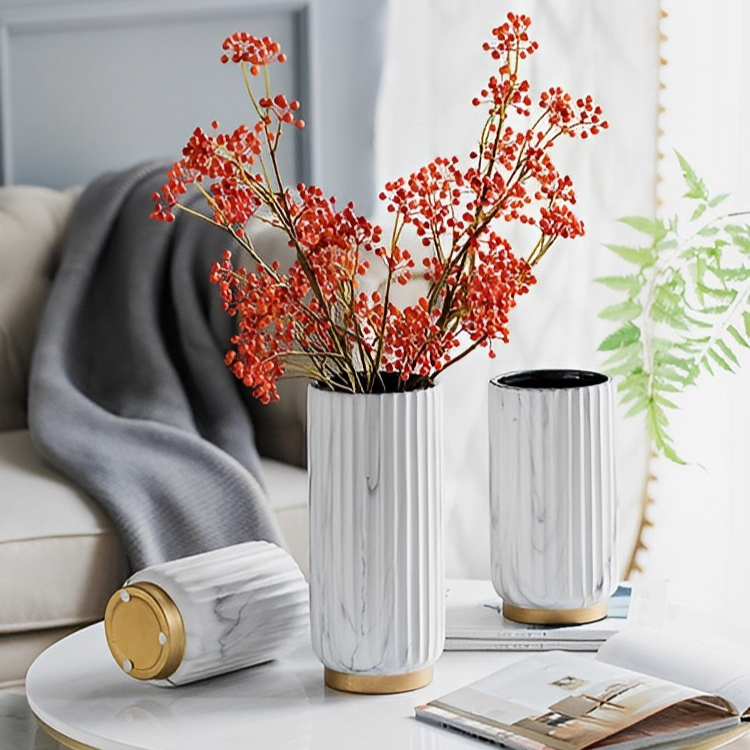 ホワイトマーブル柄フラワーベース