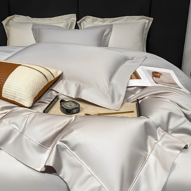 サテン調エレガントベッドリネン4点セット