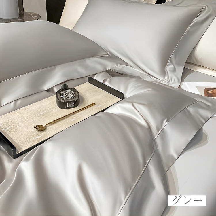 サテン調エレガントベッドリネン4点セット