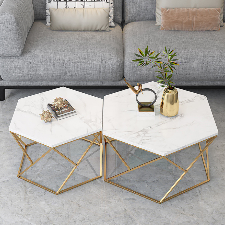 大理石ヘキサテーブル