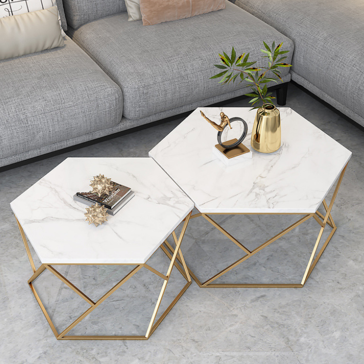 大理石ヘキサテーブル