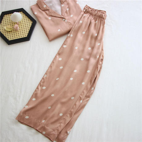 ポルカドットコットンパジャマセット