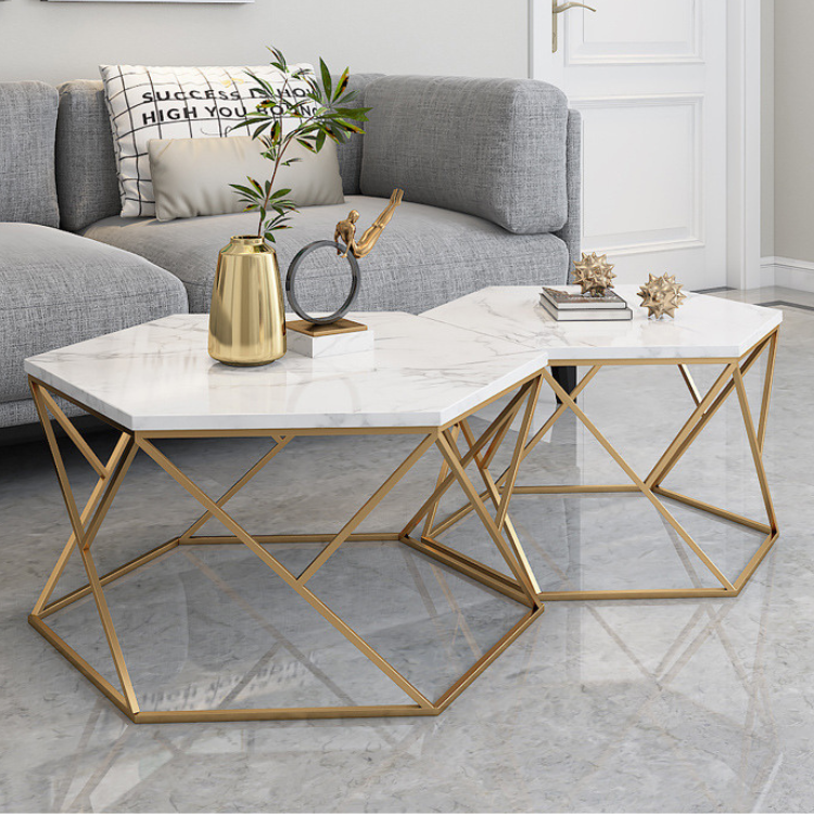 大理石ヘキサテーブル