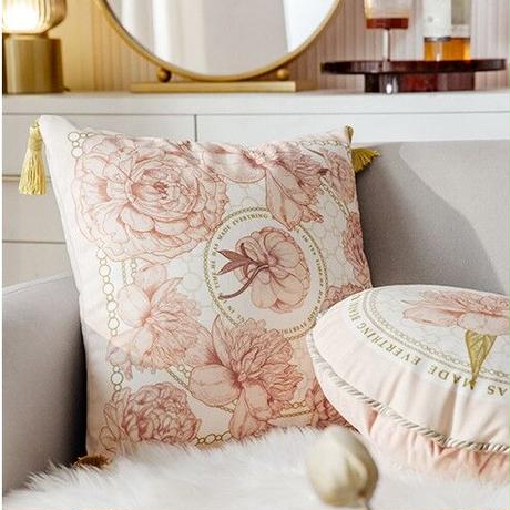 ラグジュアリーフローラルソファクッションカバー