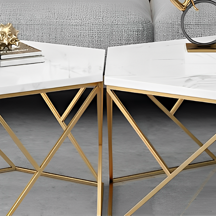 大理石ヘキサテーブル