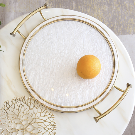 ホワイトマーブル調ラウンドトレイ