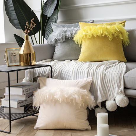 フェザー  クッションカバー（3カラー）