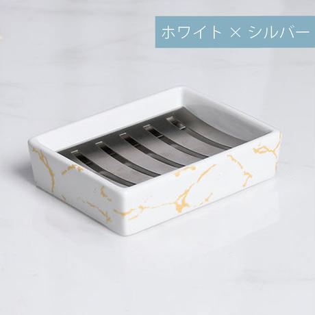 大理石調スクエアデザインソープディッシュ