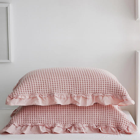 コットン ワッフルフリルピローケース