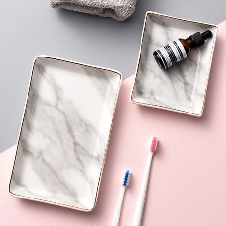 大理石柄×ゴールド トレー