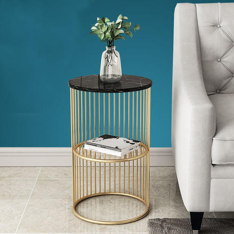 大理石ゴールドラインサイドテーブル