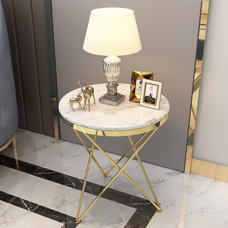 大理石調クロスライン サイドテーブル