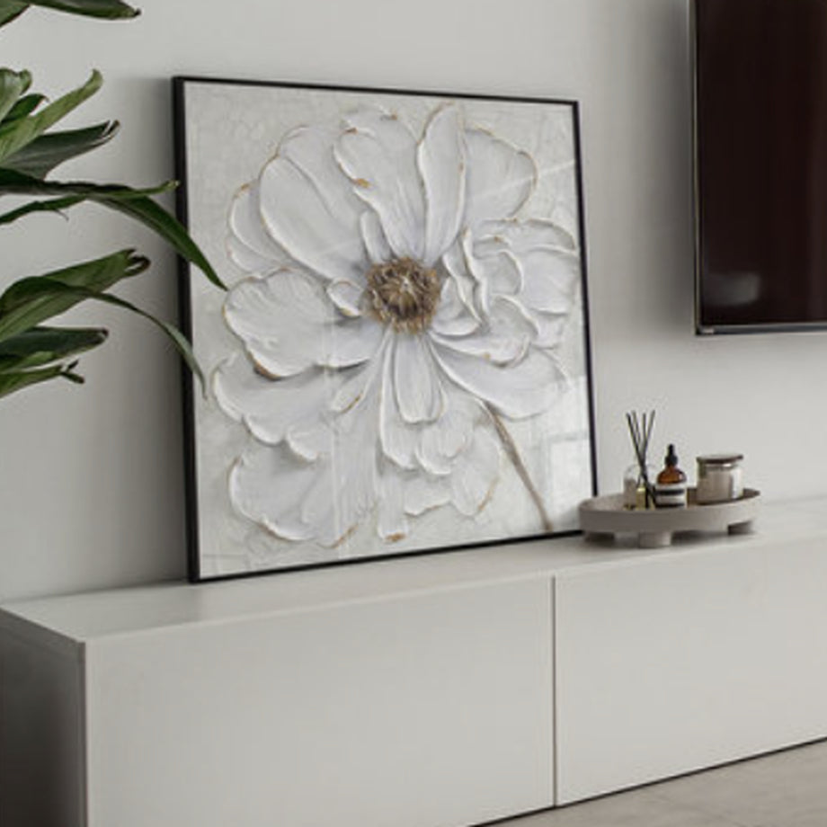 ホワイトフラワーウォールアート