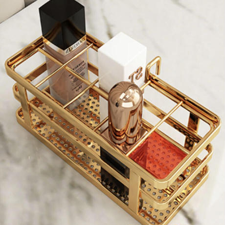 ゴールド×マーブル柄2段コスメ収納ラック