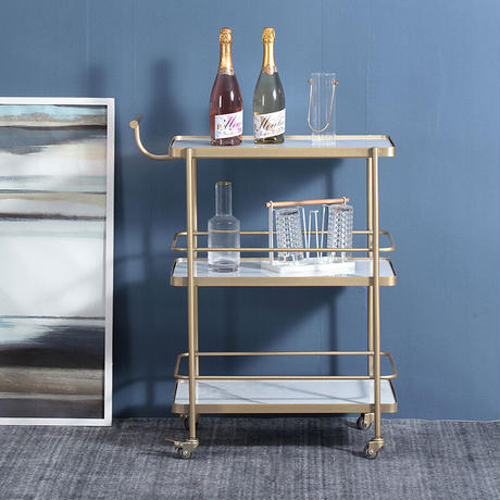 ゴールド×大理石調キッチンワゴン