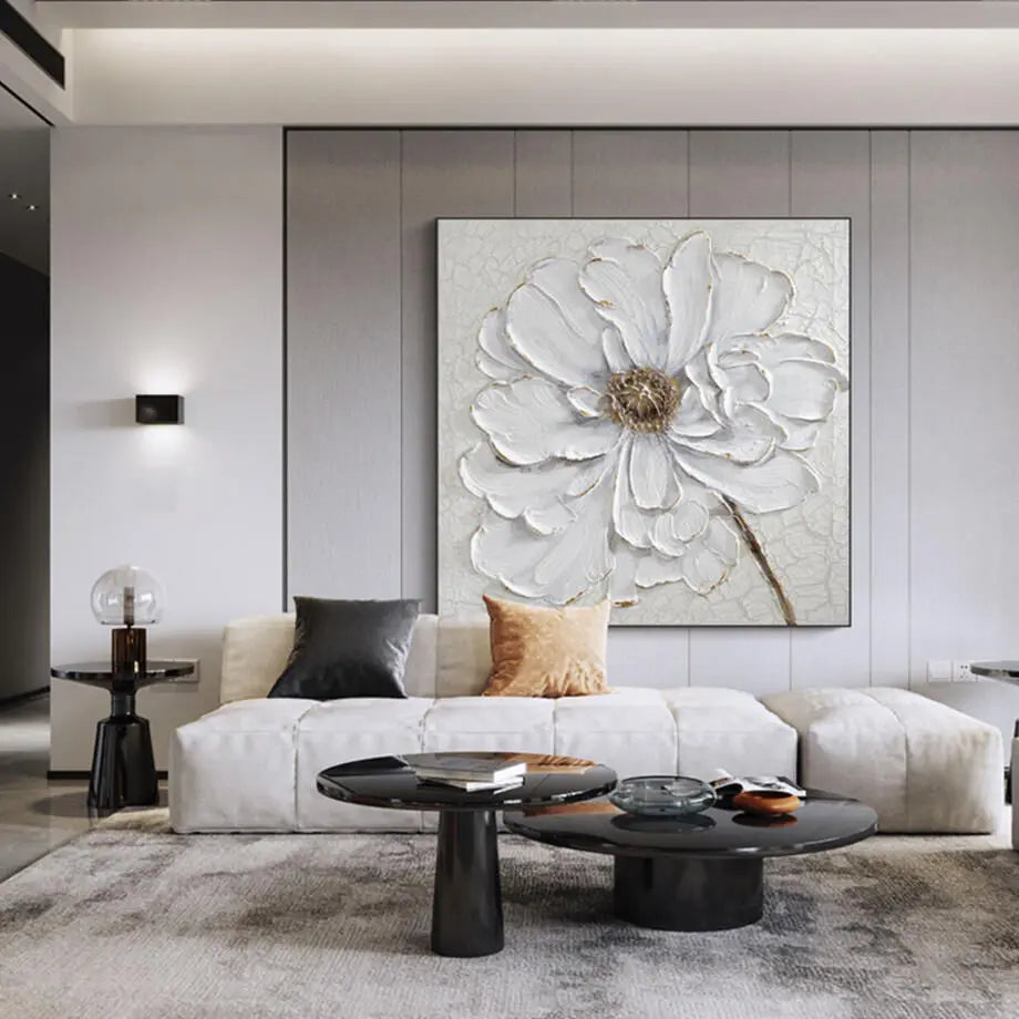 ホワイトフラワーウォールアート