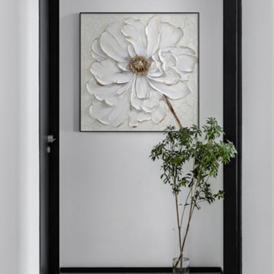 ホワイトフラワーウォールアート