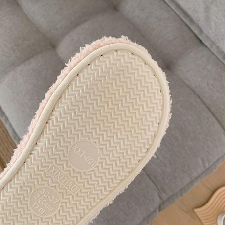 リボン もこもこルームシューズ