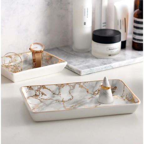 大理石柄×ゴールド トレー