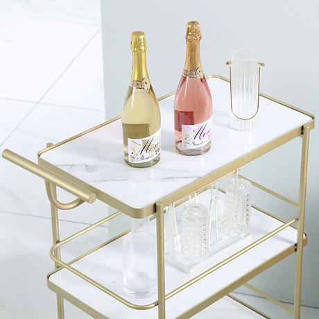 ゴールド×大理石調キッチンワゴン