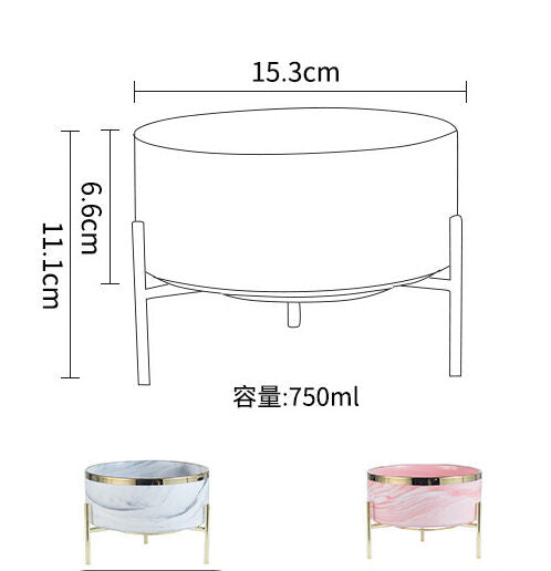 マーブル柄ゴールドフードボウル