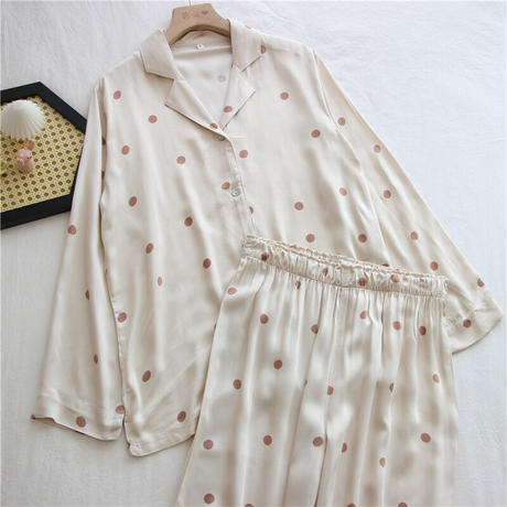 ポルカドットコットンパジャマセット