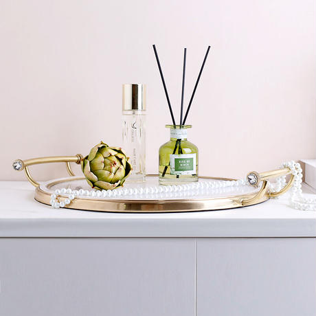 ホワイトマーブル ラウンドトレイ