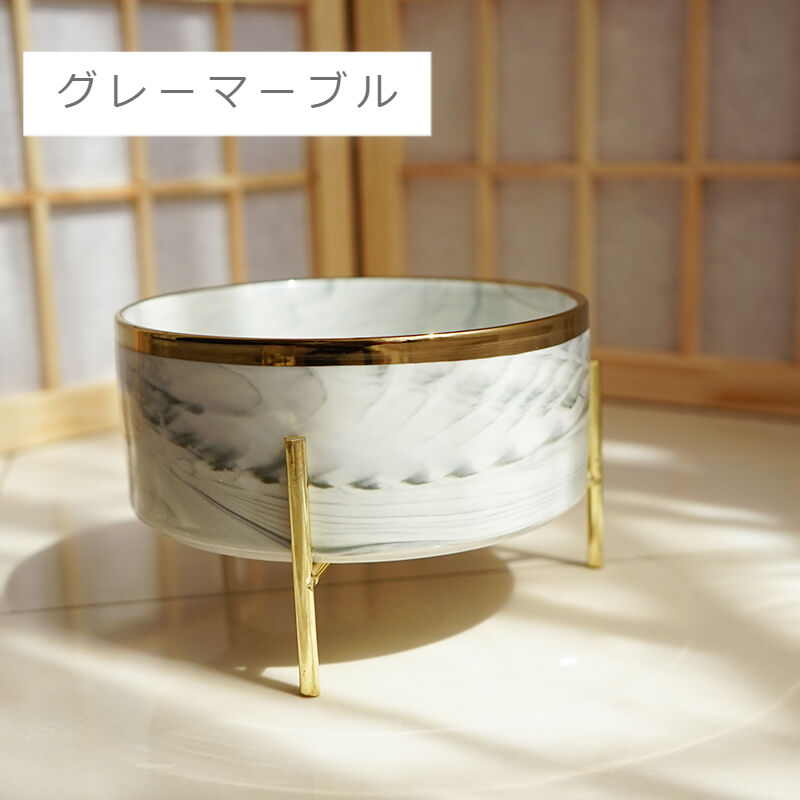 マーブル柄ゴールドフードボウル