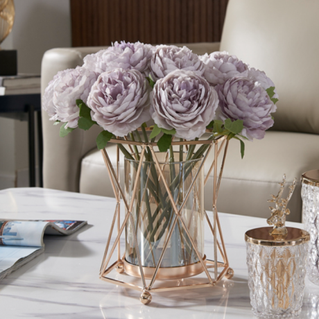 ゴールド網目フラワーベース+アートローズセット