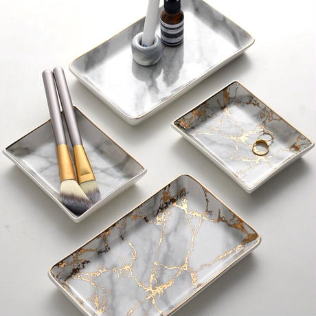大理石柄×ゴールド トレー