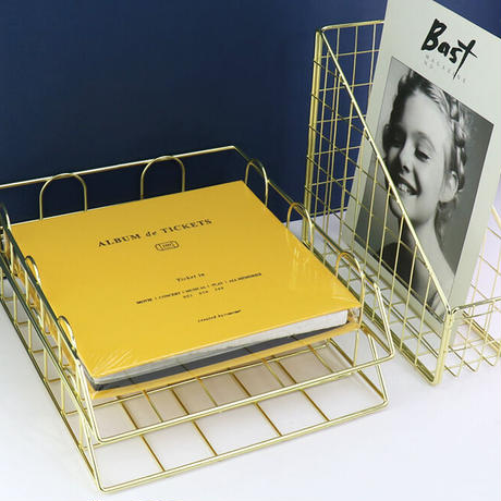 ゴールドA4ワイヤーバスケット 2点セット