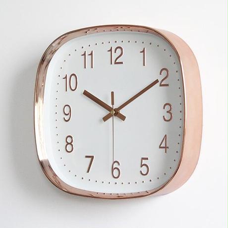 スクエアシンプルピンクゴールドウォールクロック